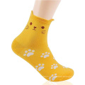 High quality 100% cotton women cute cartoon cat socks for wholesale